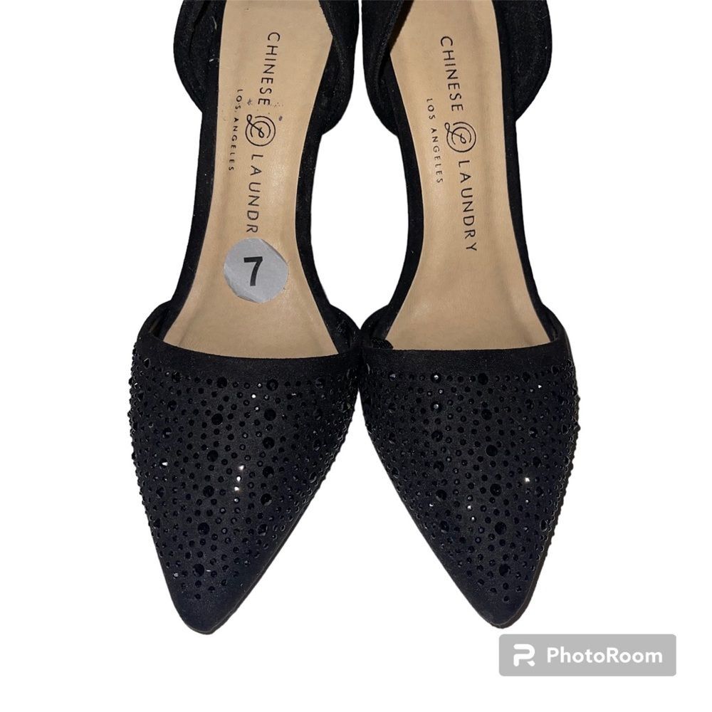 Chinese Laundry Pumps Stiletto Size 7 Black Pointy Toes Suede Gorgeous